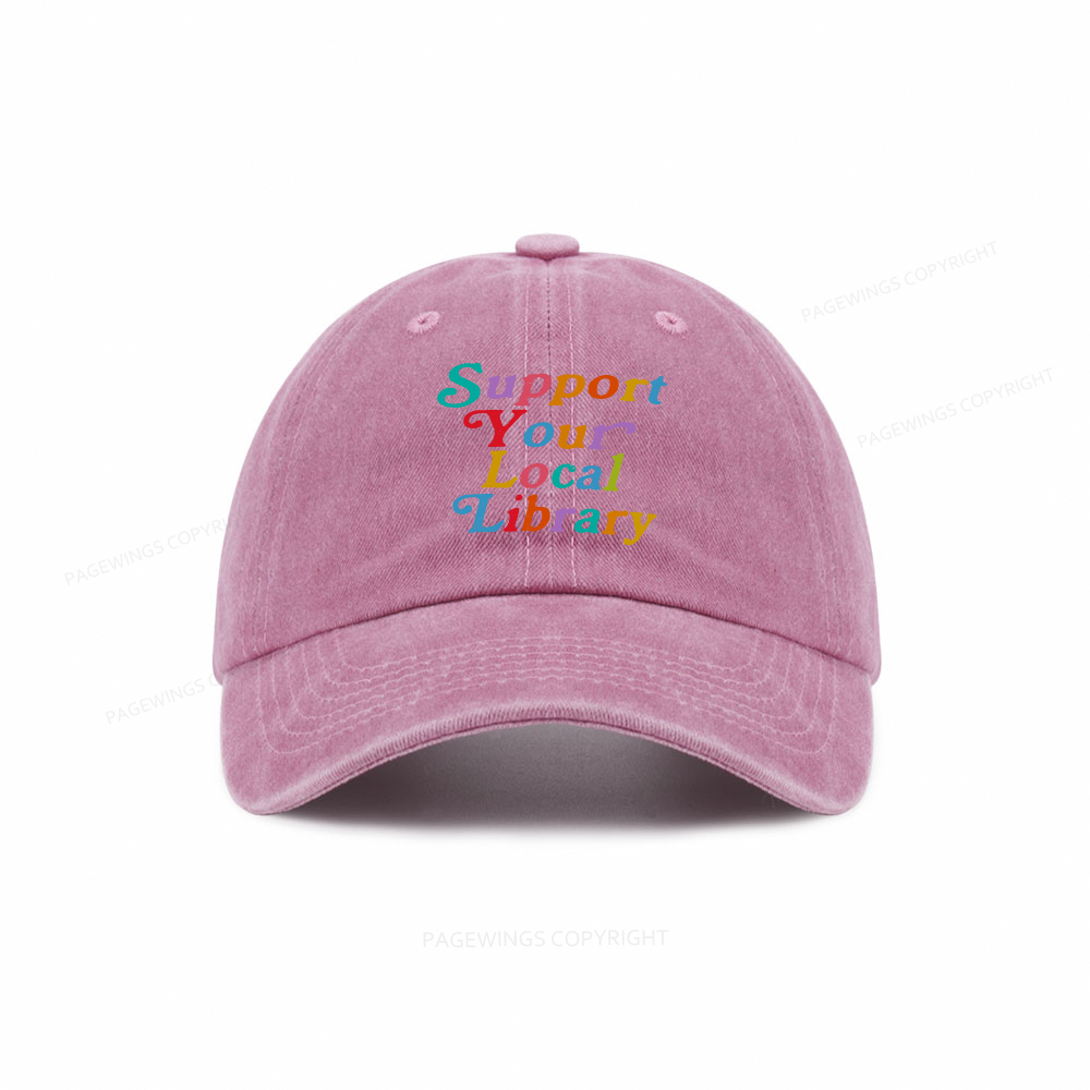 Pagewings Support Your Local Library Washed Cap