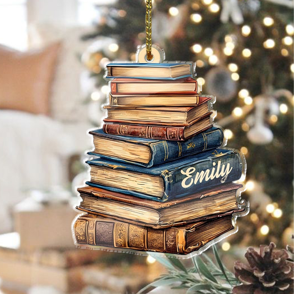 Pagewings Personalized Christmas Bookworm Girl Ornament