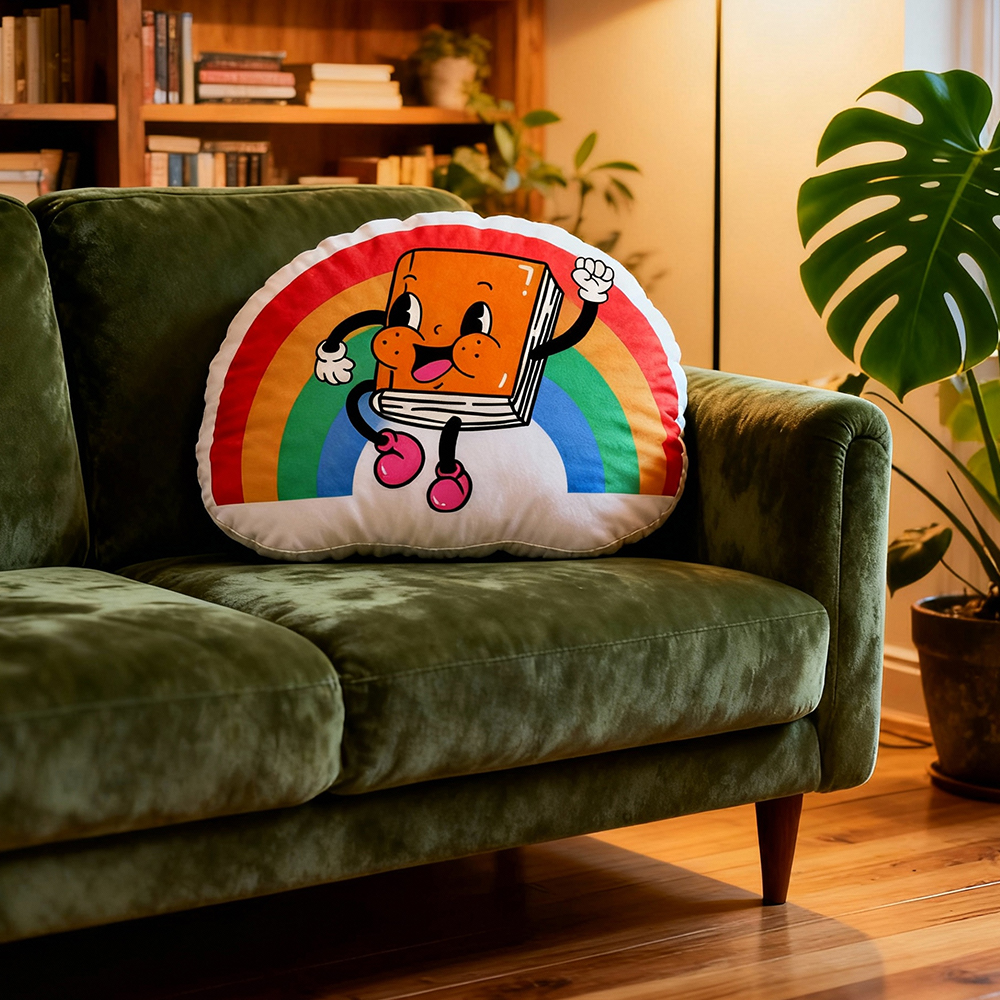 Pagewings Reading Rainbow Shaped Throw Pillow