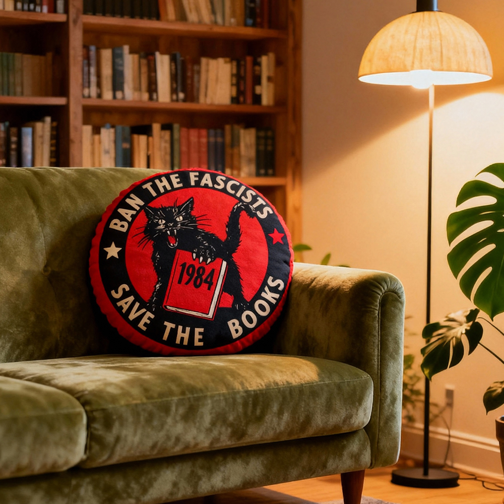 Pagewings Ban The Fascists Save The Books Shaped Throw Pillow