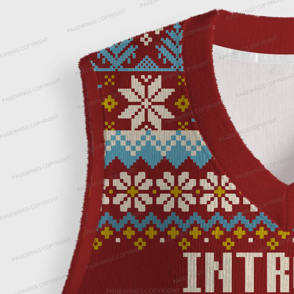 Pagewings Introverted But Willing To Discuss Sanctuary Moon Unisex V-Neck Ugly Knit Vest