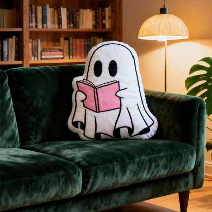 Pagewings Ghosts Reading Book Shaped Throw Pillow