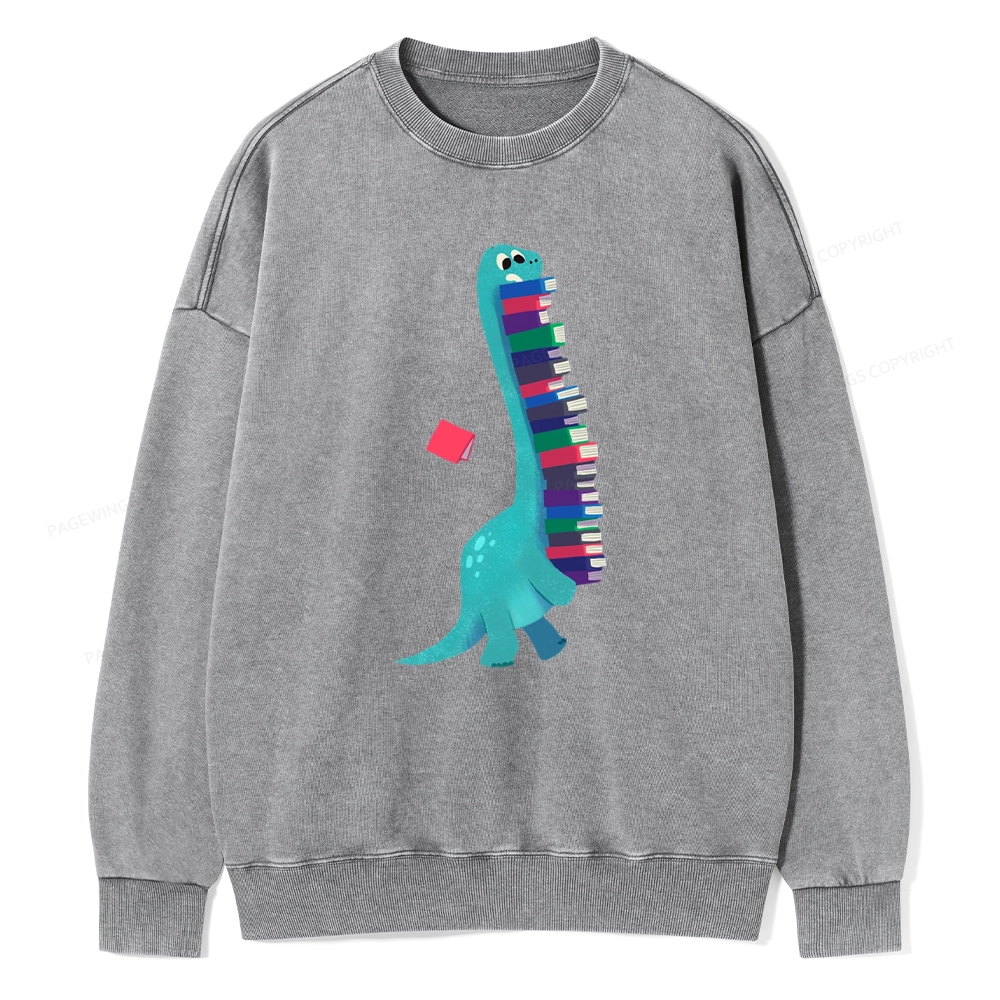 Pagewings Book Dinosaurs Unisex Washed Sweatshirt