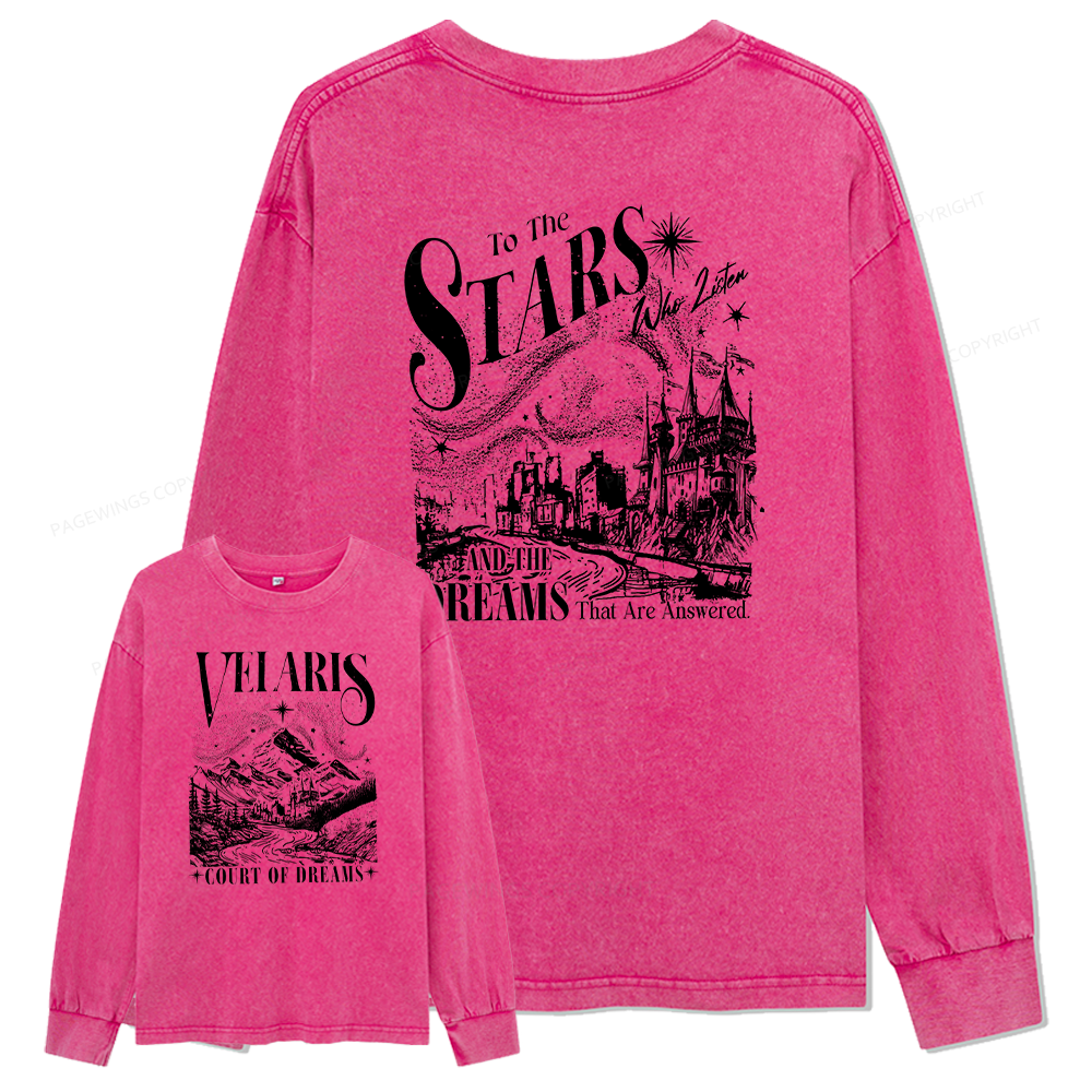 Pagewings Velaris City Of Starlight Unisex Washed Long Sleeve T-shirt