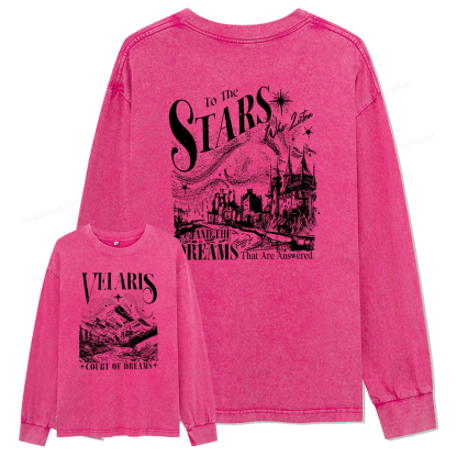 Pagewings Velaris City Of Starlight Unisex Washed Long Sleeve T-shirt