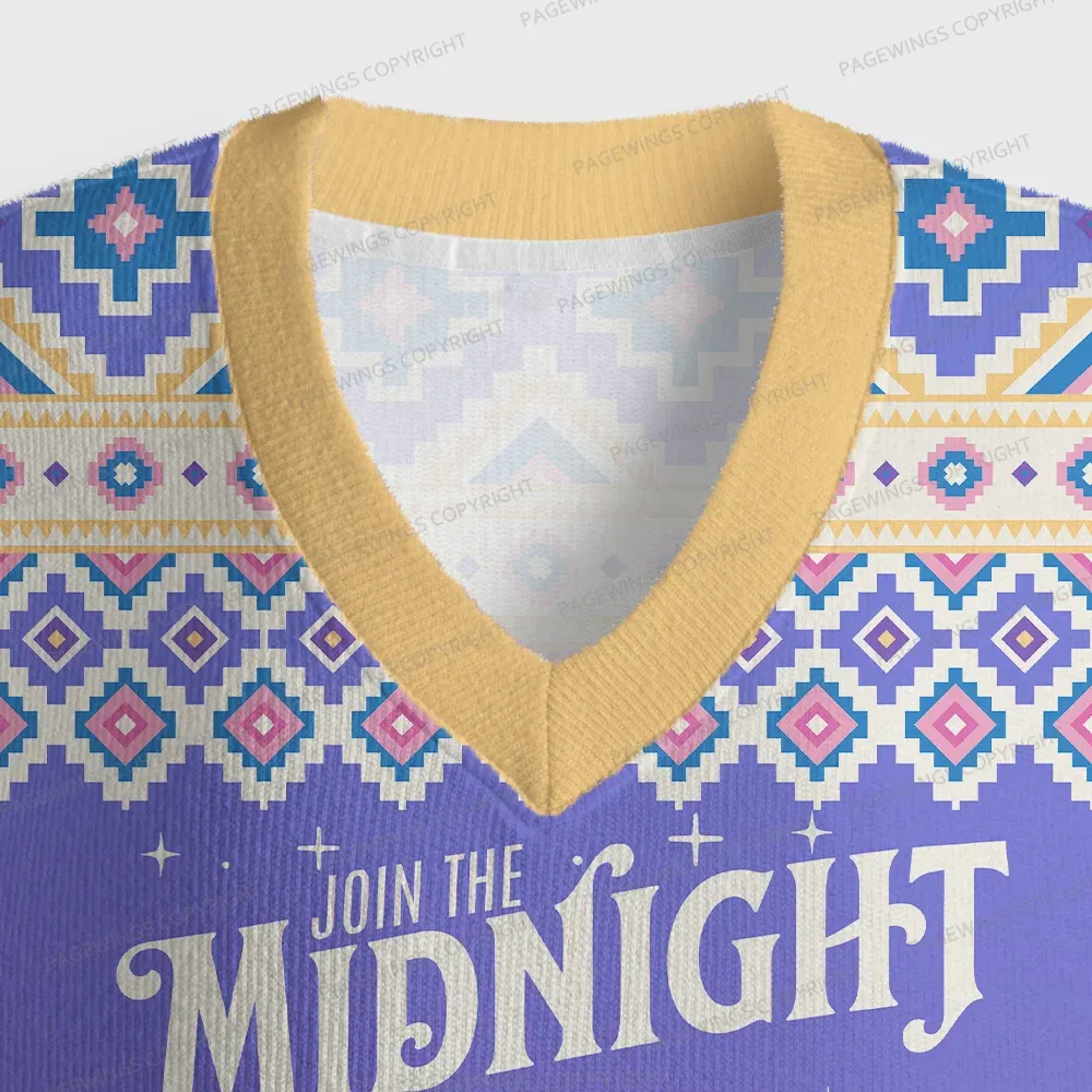 Pagewings Join The Midnight Readers Society Unisex V-Neck Ugly Knit Vest