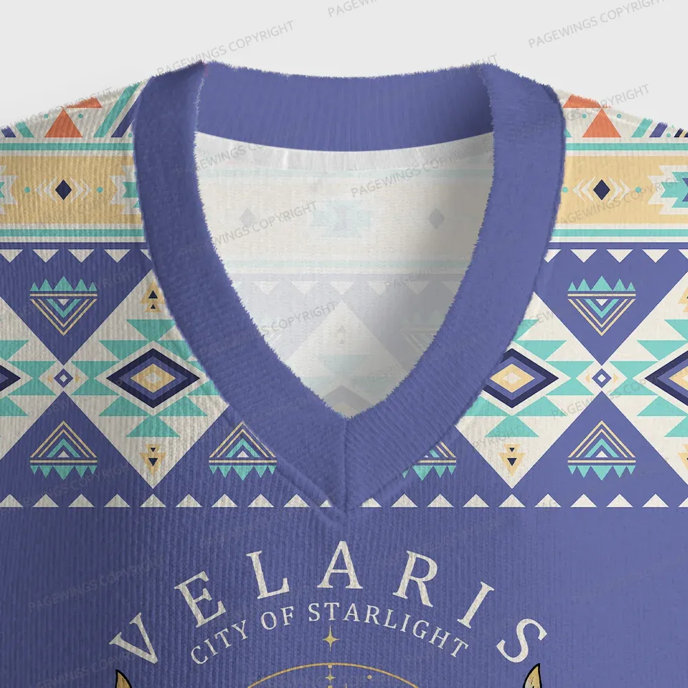 Pagewings Velaris City Of Starlight Unisex V-Neck Ugly Knit Vest