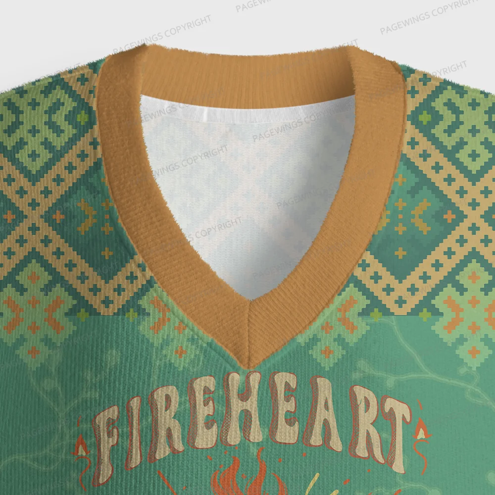 Pagewings Fireheart Unisex V-Neck Ugly Knit Vest