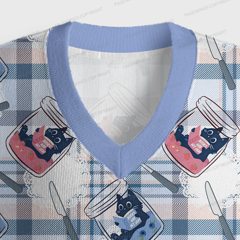 Pagewings Books Are My Jam Unisex V-Neck Ugly Knit Vest