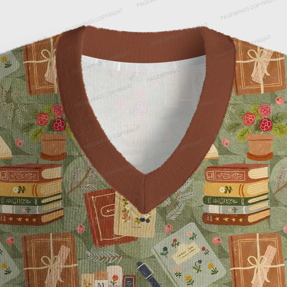 Pagewings Read Books Be Kind Stay Weird Unisex V-Neck Ugly Knit Vest