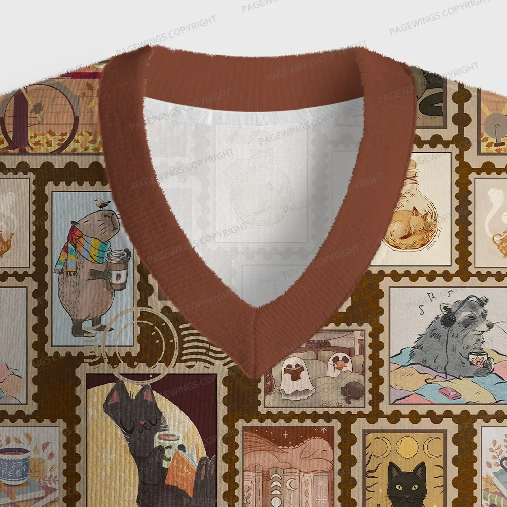 Pagewings Just Animals Who Love Reading Unisex V-Neck Ugly Knit Vest