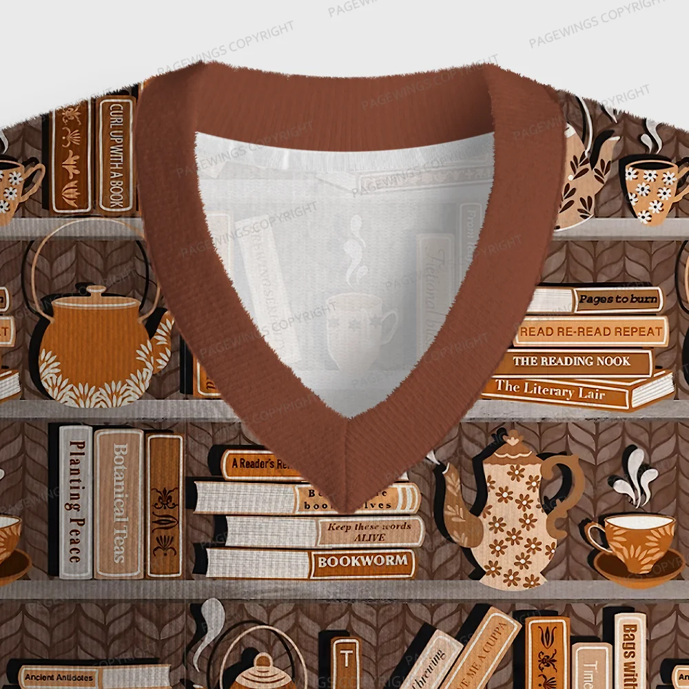 Pagewings Cozy Reading Unisex V-Neck Ugly Knit Vest