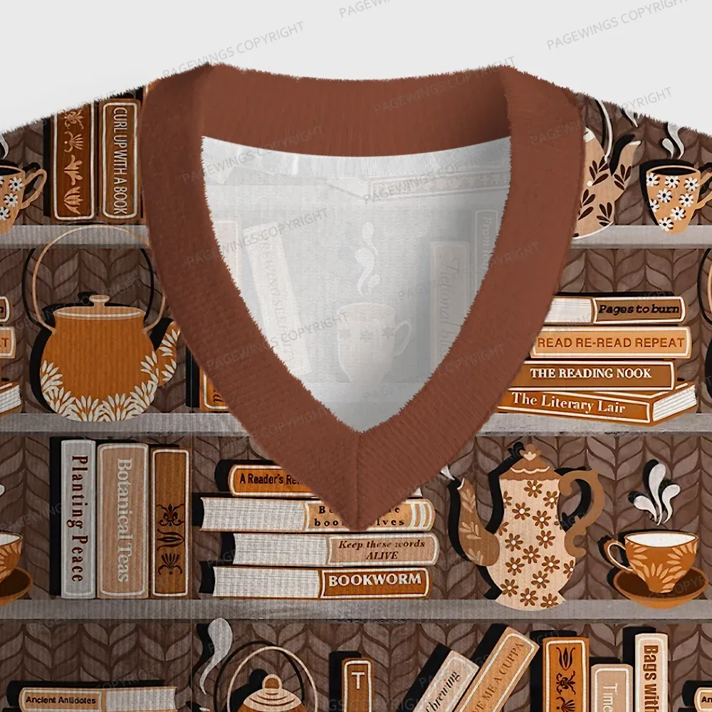 Pagewings Cozy Reading Unisex V-Neck Ugly Knit Vest