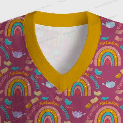 Pagewings Equality Inclusion Literacy Unisex V-Neck Ugly Knit Vest