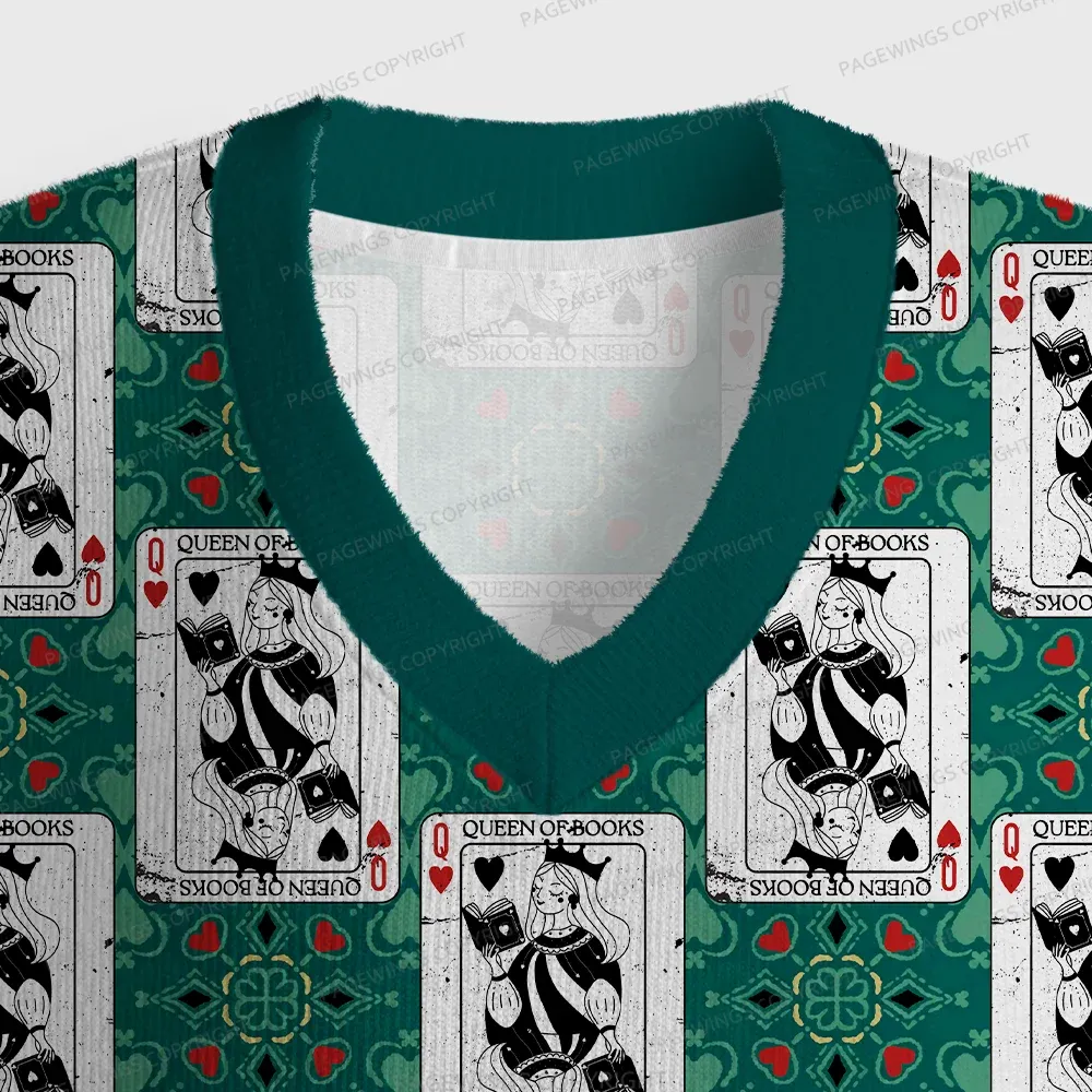 Pagewings Queen Of Books Unisex V-Neck Ugly Knit Vest