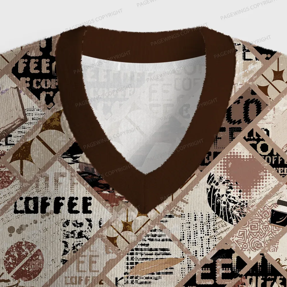 Pagewings Coffee And Books Unisex V-Neck Ugly Knit Vest