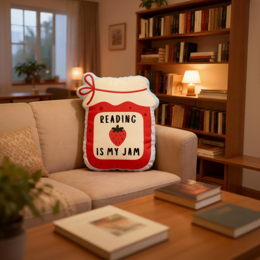 Pagewings Reading Is My Jam Shaped Throw Pillow