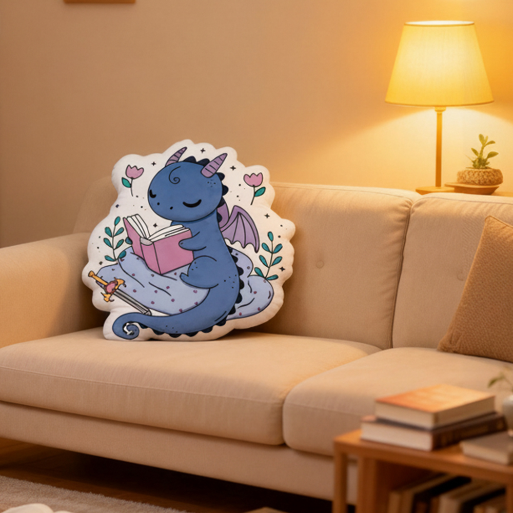 Pagewings Fantasy Book Dragon Shaped Throw Pillow