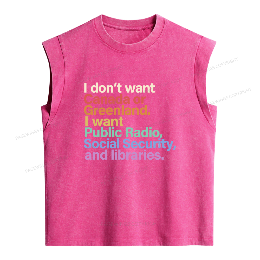 Pagewings I Want Public Libraries Women's Washed Tank Top