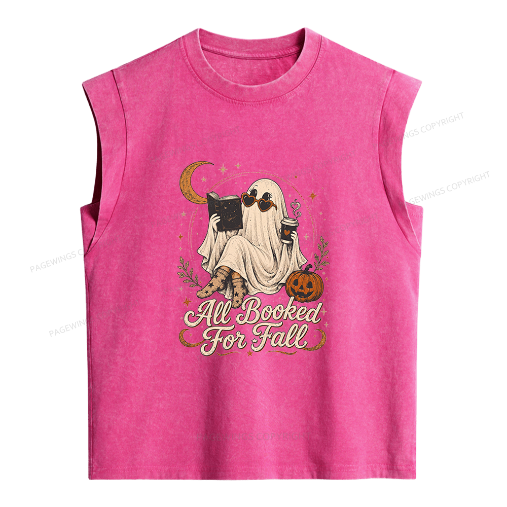 Pagewings Ghost All Booked For Fall Women's Washed Tank Top