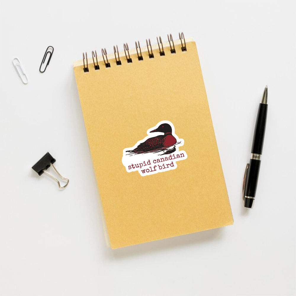 Pagewings Stupid Canadian Wolf Bird Sticker