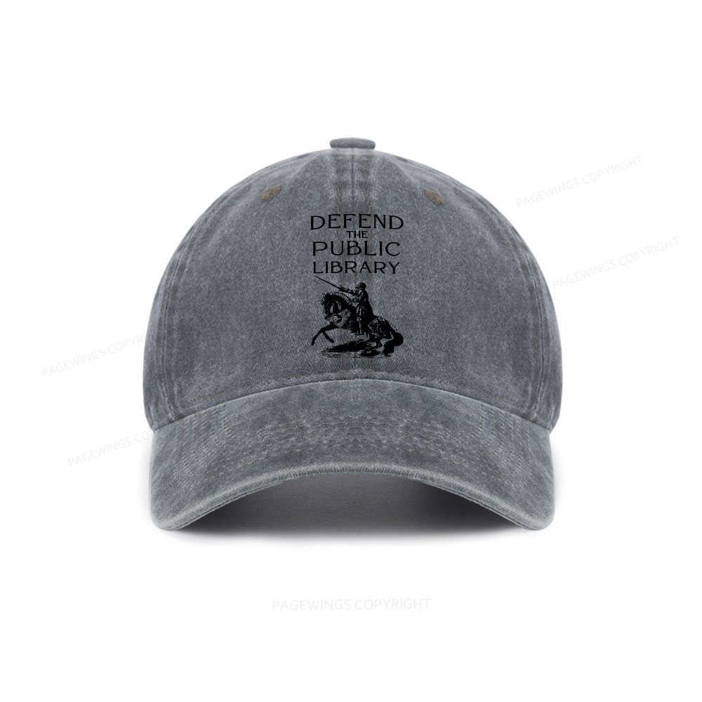 Pagewings Defend The Public Library Washed Cap