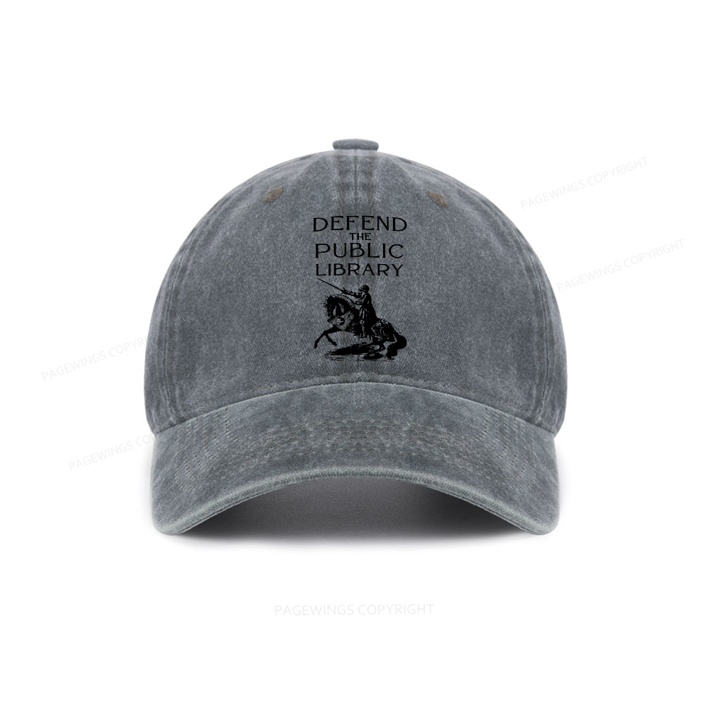 Pagewings Defend The Public Library Washed Cap