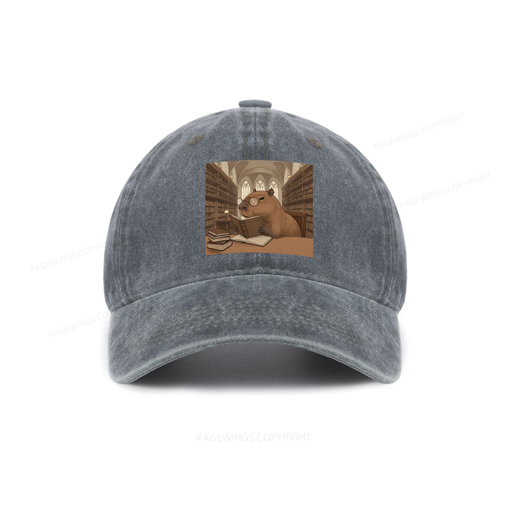 Pagewings The Reader Capybara Washed Cap