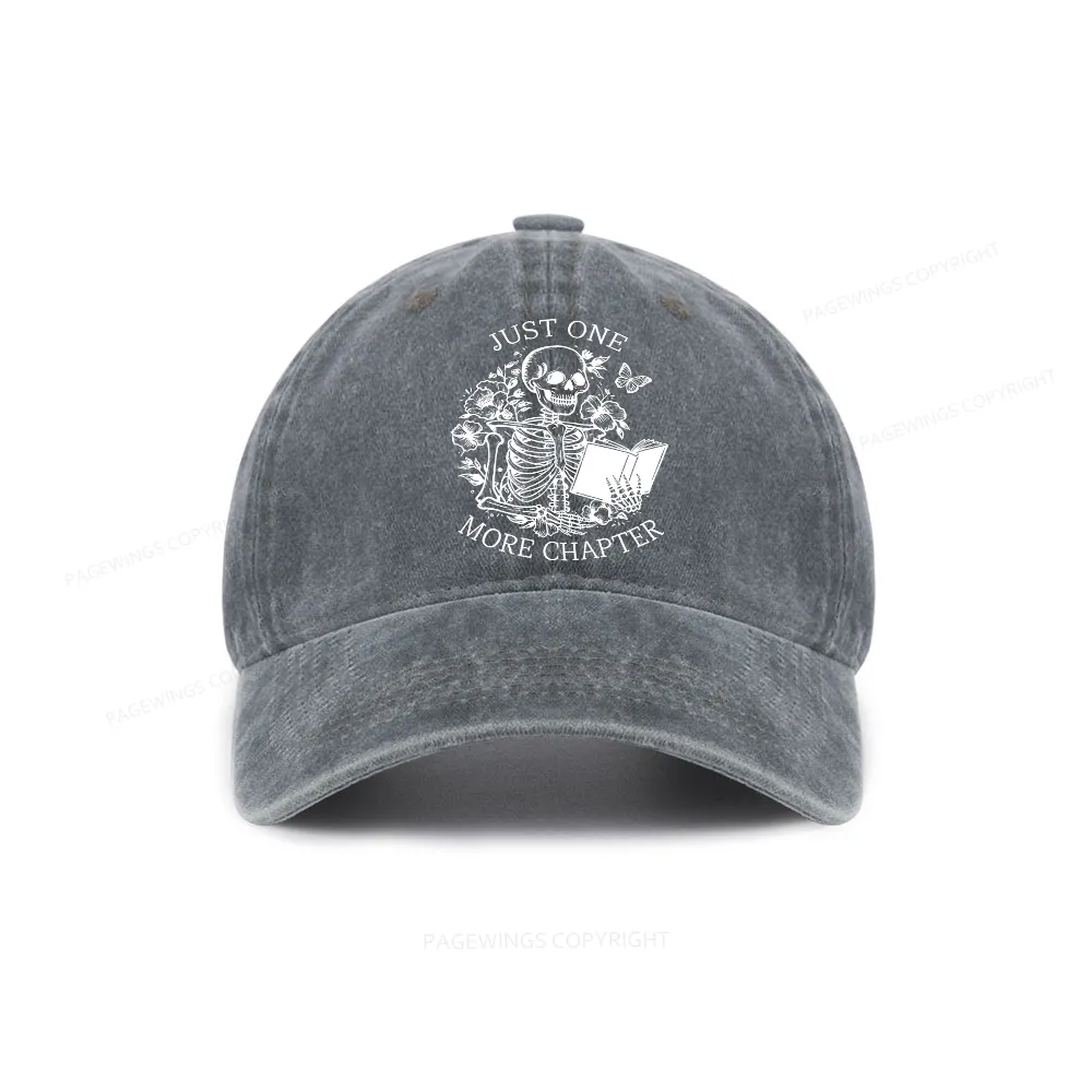 Pagewing One More Chapter Skeleton Unisex Tee Washed Cap