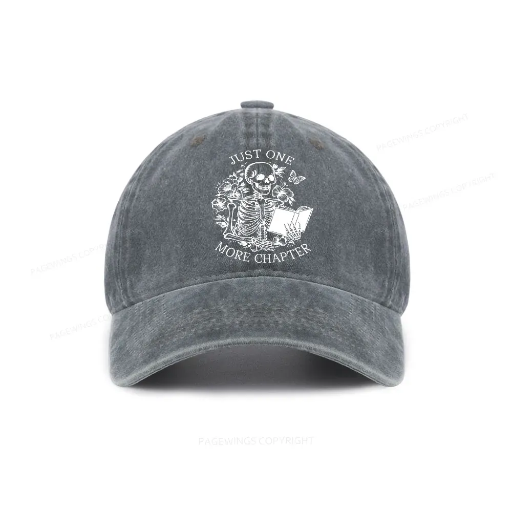 Pagewing One More Chapter Skeleton Unisex Tee Washed Cap