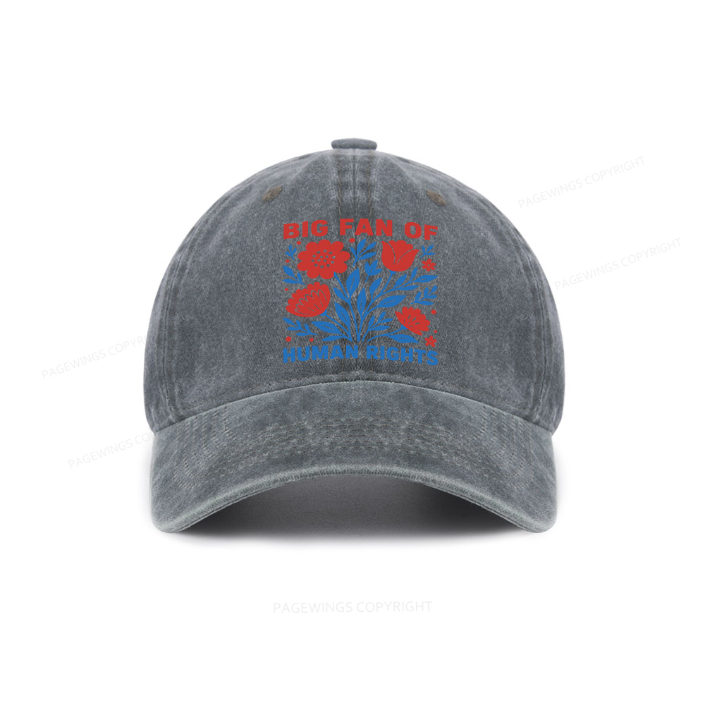Pagewings Big Fan Of Human Rights  Washed Cap