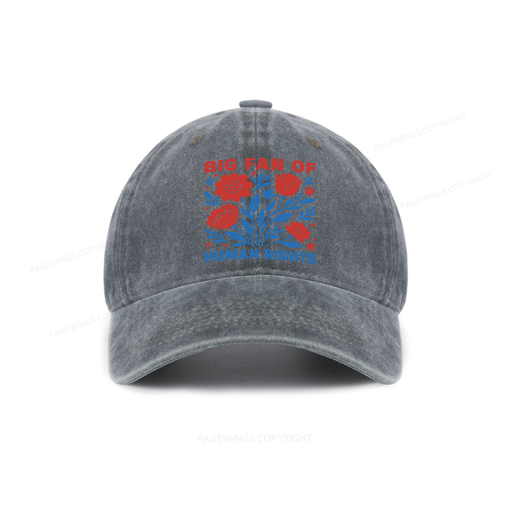 Pagewings Big Fan Of Human Rights  Washed Cap