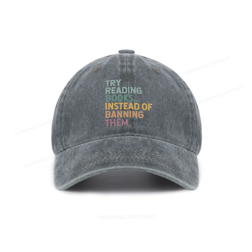 Pagewings Try Reading Books Washed Cap