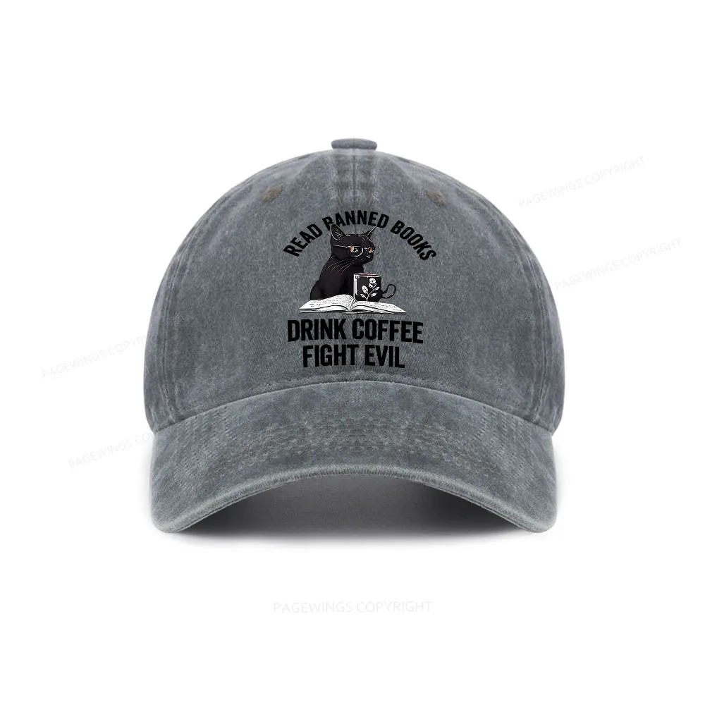 Pagewings Read Books Drink Coffee Fight Evil Washed Cap