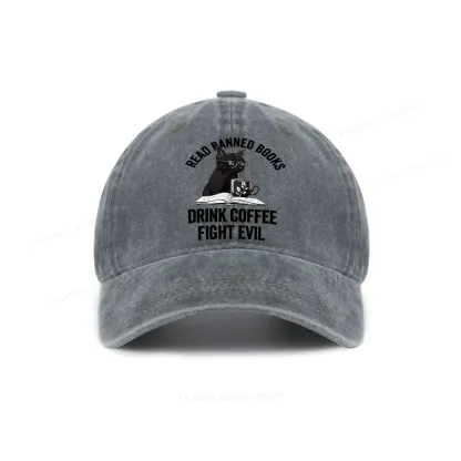 Pagewings Read Books Drink Coffee Fight Evil Washed Cap