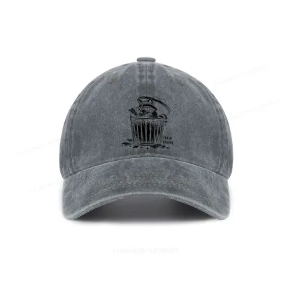 Pagewings Trash Reader Raccoon - Book Quote Washed Cap