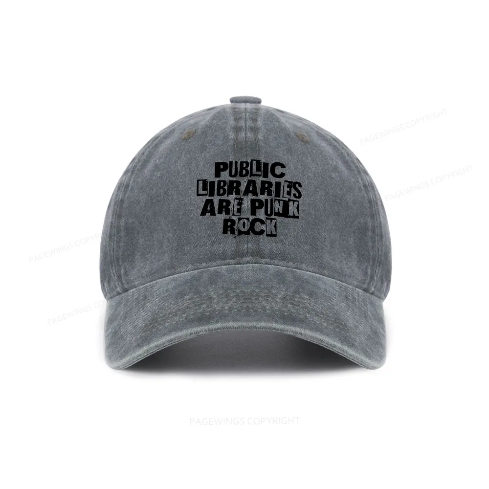 Pagewings Public Libraries Are Punk Rock Washed Cap