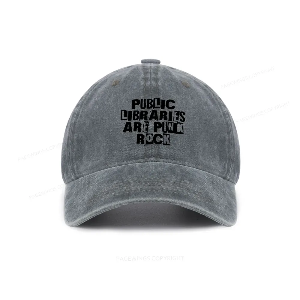 Pagewings Public Libraries Are Punk Rock Washed Cap
