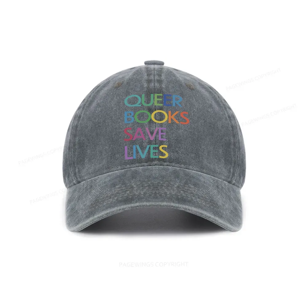 Pagewings Queer Books Save Lives Washed Cap