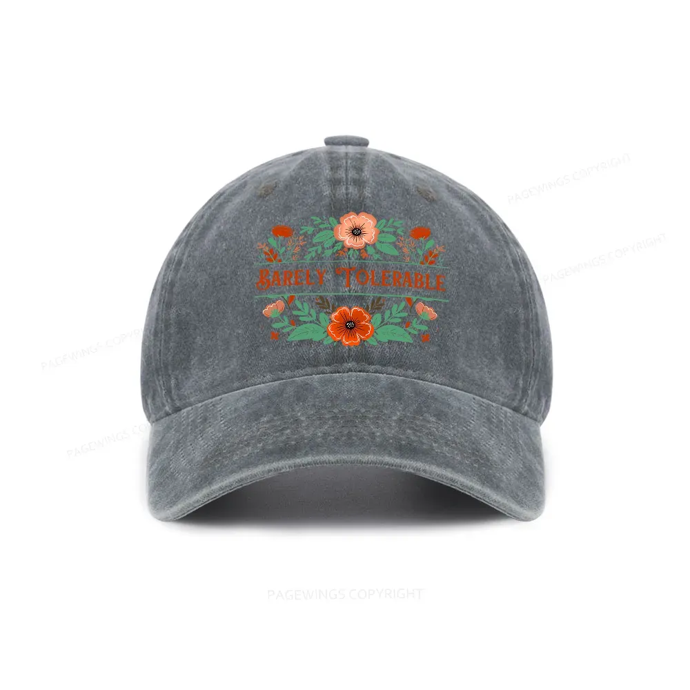 Pagewings Barely Tolerable Book Lover Bookish Washed Cap