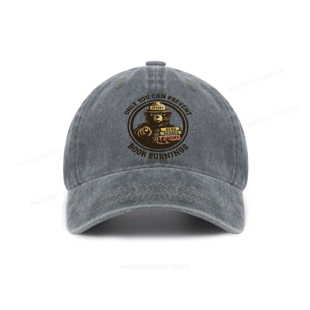 Pagewings Only You Can Prevent Book Burnings Washed Cap
