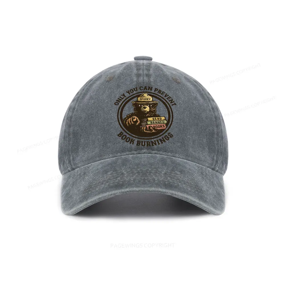 Pagewings Only You Can Prevent Book Burnings Washed Cap