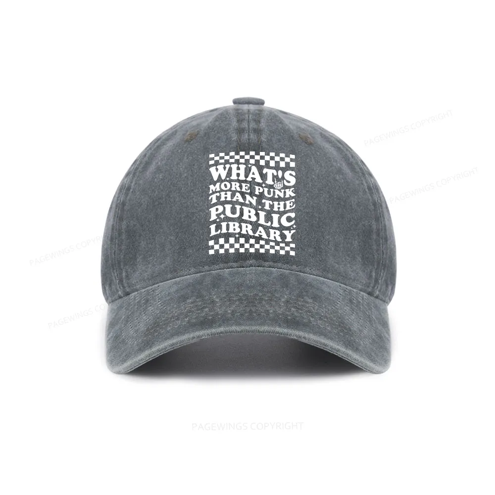 Pagewings punk the public library Washed Cap