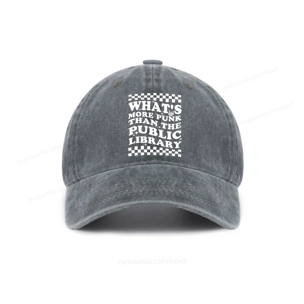 Pagewings punk the public library Washed Cap