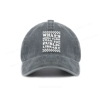Pagewings punk the public library Washed Cap