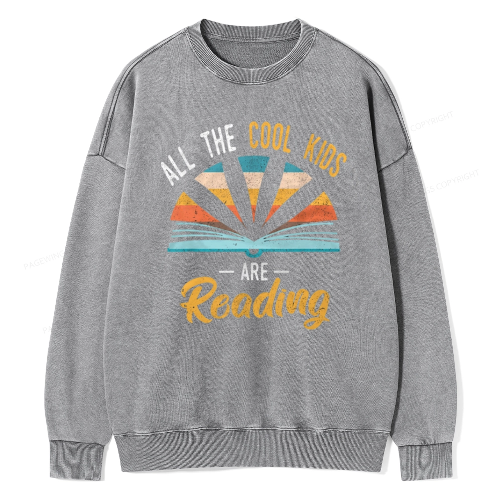 Pagewings All the Cool Kids are Reading Unisex Washed Sweatshirt