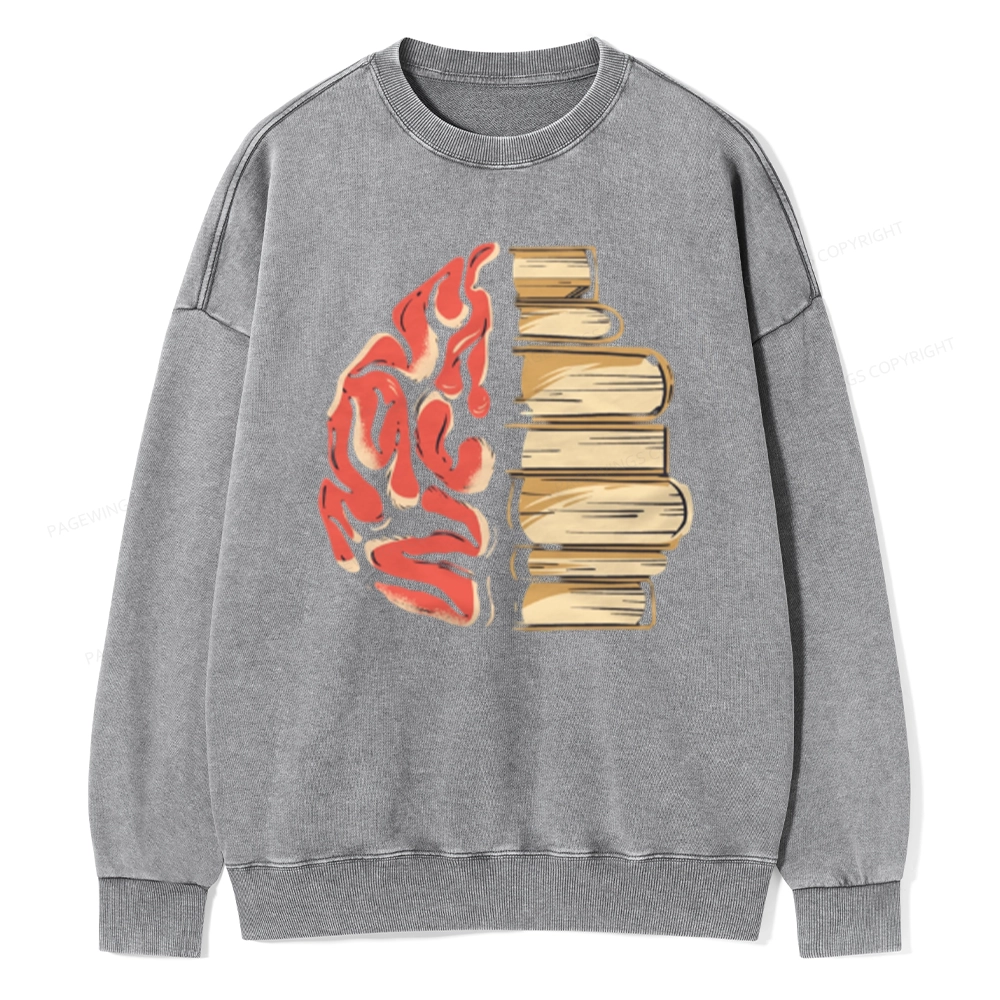 Pagewings  Book is Brain Unisex Washed Sweatshirt