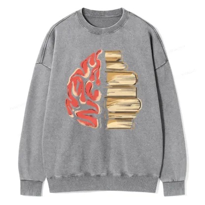Pagewings  Book is Brain Unisex Washed Sweatshirt