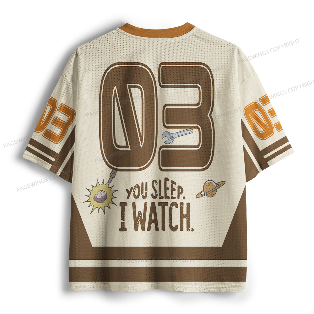 Pagewings You Sleep I Watch. Unisex Mesh Jersey