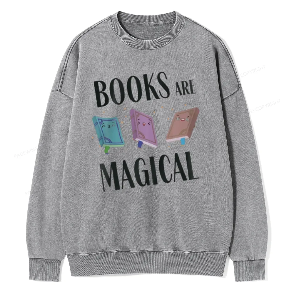 Pagewings Books Magical  Unisex Washed Sweatshirt